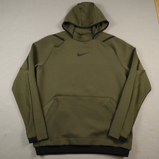 Nike Pro Dri-FIT Hoodie Mens Large Olive Green Pullover Training BV5572-325