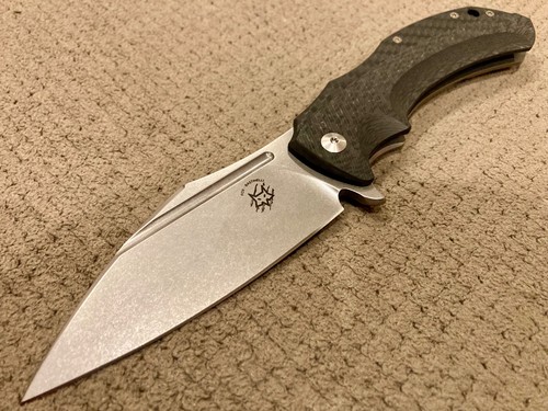 Bastinelli & Fox Shadow Stonewashed Elmax Blade, Titanium & Carbon Fiber Handle