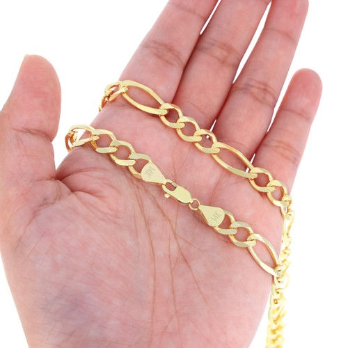 14K Yellow Gold Solid 2.75mm- 9.5mm Figaro Link Chain Bracelet Mens Womens 7"-9" - Picture 15 of 72
