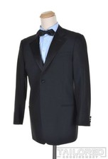 ARMANI COLLEZIONI Black Satin Wool Tux Tuxedo Blazer Sport Coat Jacket - 44 R