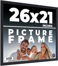 26x21 Frame Black Real Wood Picture Frame Width 0.75 inches | Interior Frame Dep