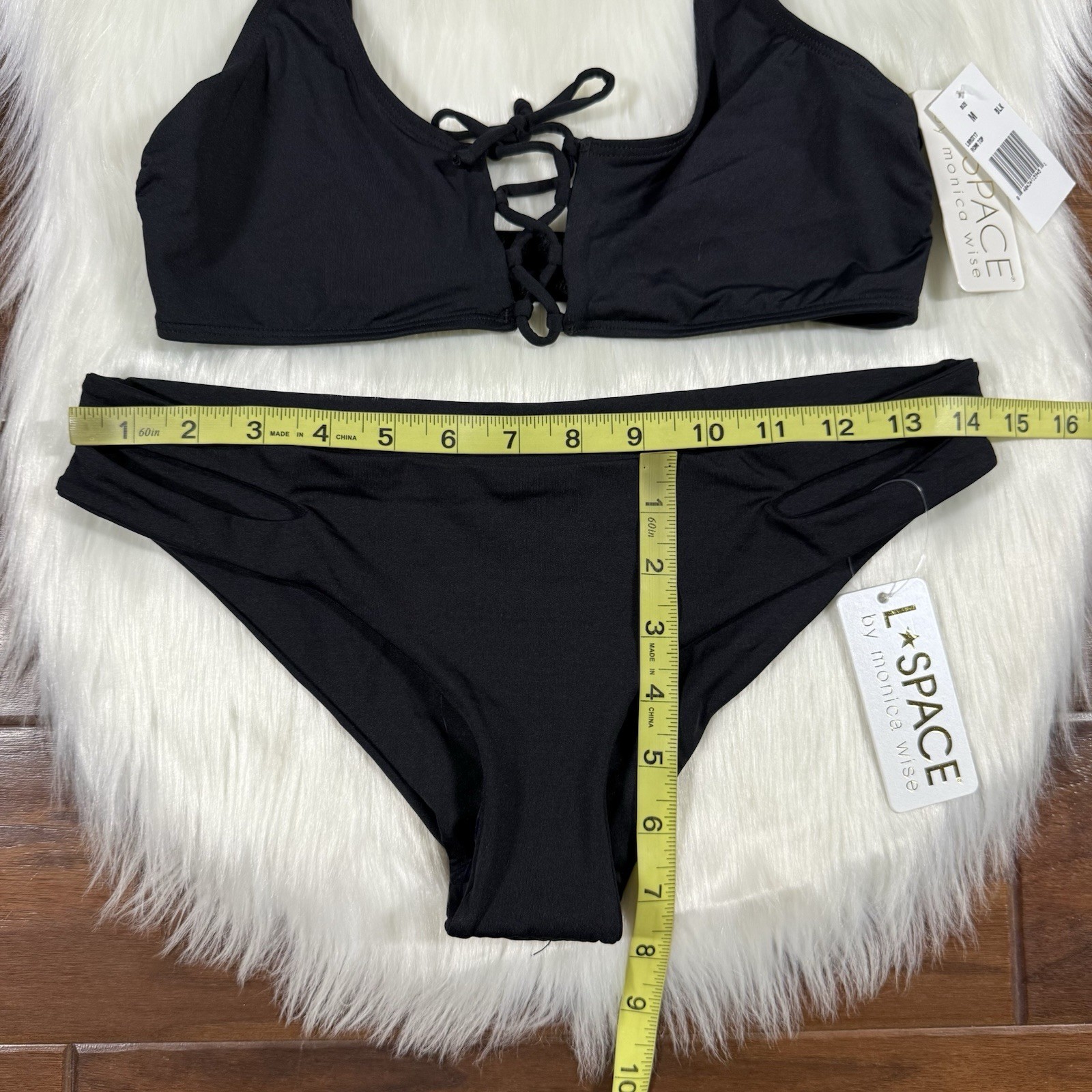 L Space Women's Size Medium Black 2 Piece Bikini Romi Top & Estella Bottom