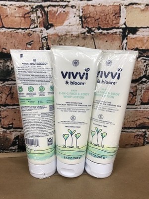 Vivvi & Bloom Baby 2-In-1 Face & Body Whip Lotion 8.5 Oz  (Lot Of 3) New!
