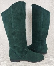 VINTAGE 1980s JACK SPRAT Hunter GREEN SUEDE FOLDING CUFF PIRATE SLOUCH BOOTS 7.5
