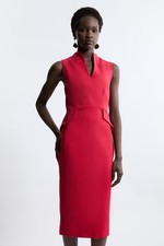 Karen Millen Bodycon Midi Dress UK8 in Red RRP £199