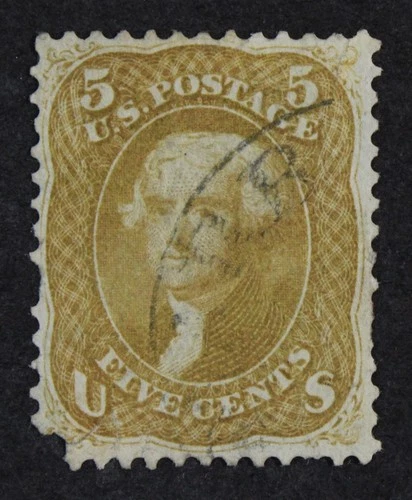 CKStamps: US Stamps Collection Scott#67 5c Jefferson Used Corner Tear Off