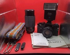Vintage Sears KS Super II 35mm Film Camera w/xtra 70-210mm Lens Vivitar Flash