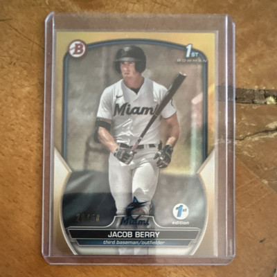 Topps 2023 Bowman 1st Edition Jacob Berry #BPPF-108 Gold Foil /50 RC Marlins