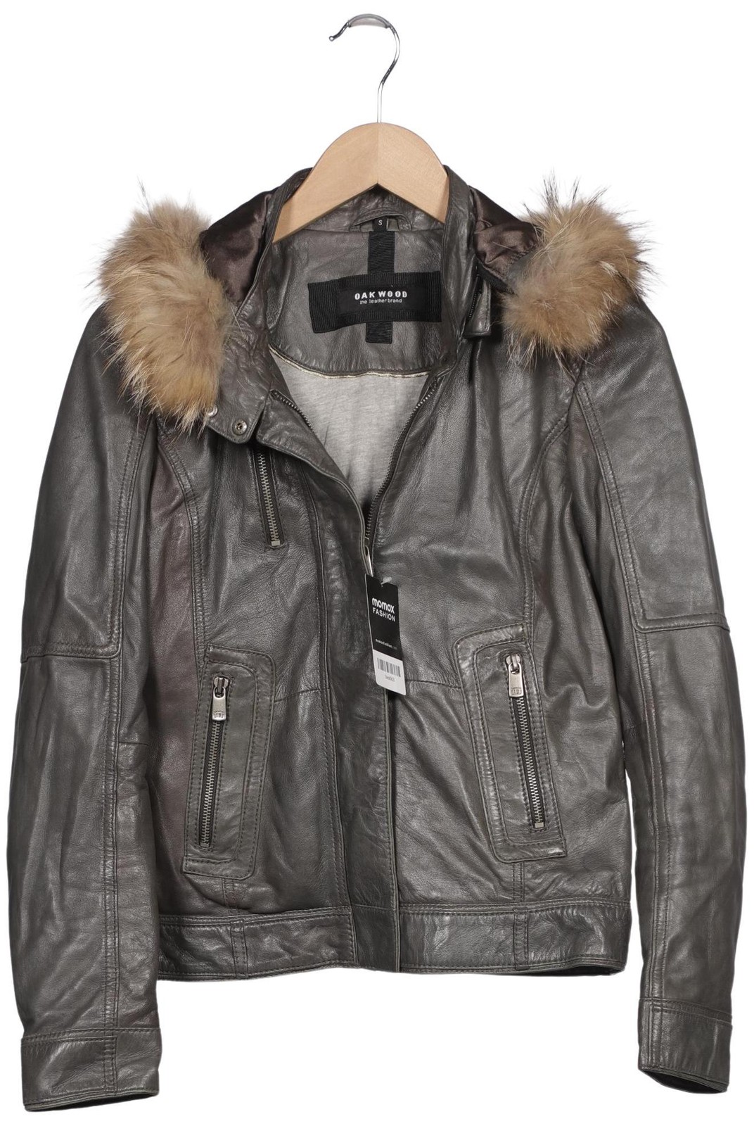 Oakwood Jacke Damen Anorak Jacket Kurzmantel Gr. S Leder Mohair Grau #3wa0k2i