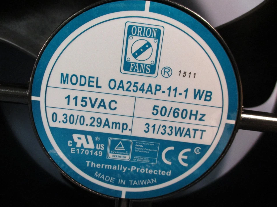 Ventiladores Orion 0A254AP-11-1WB Ventilador 115VAC, 5/60Hz, 0.30/0.29Amp 31/33Watt Foto 3 de 4