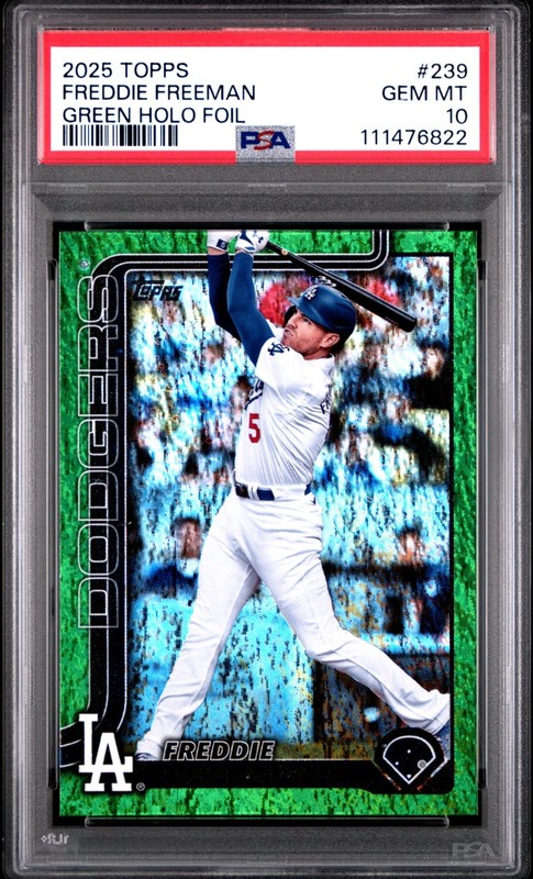 2025 Topps Series 1 - Freddie Freeman #239 Green Holofoil 29/99 PSA 10 GEM