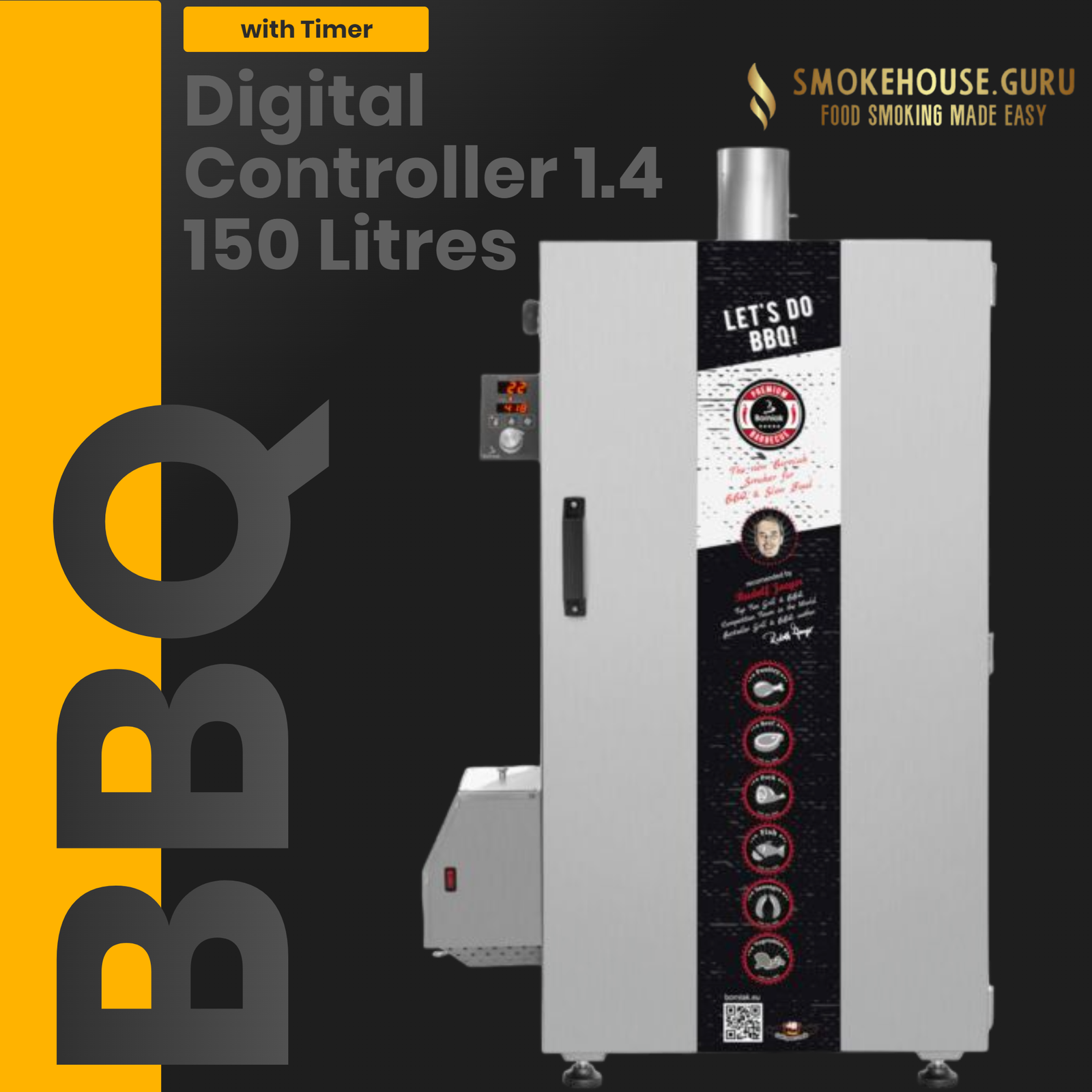 Borniak BBQ Smoker Electric Cabinet Smokehouse 150L Digital Controller LARGE