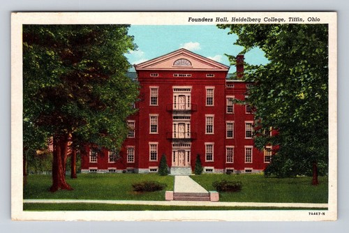Tiffin OH-Ohio, Heidelberg College, Founders Hall, Campus, Vintage Postcard