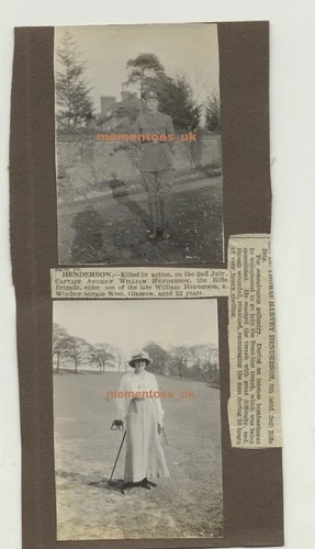 Military ww1 Casualty Somme Capt Andrew Henderson Rifle Brigade photograph