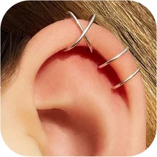 4Pcs 925 Sterling Silver Ear Cuffs for Women 14K Gold Plated Adjustable Ear Cuff