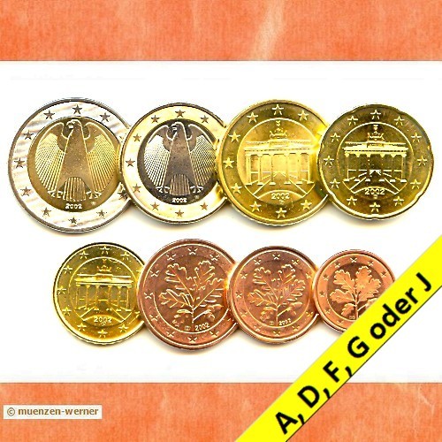 Juego de monedas Alemania RFA 2002 1c-2 euros•moneda•KMS juego de 8 monedas juego - Imagen 1 de 1