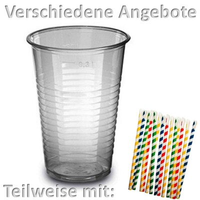 Slushbecher 0,3 L PP 200-2500 Plastikbecher Plastik Becher teilw. + Löffelhalme