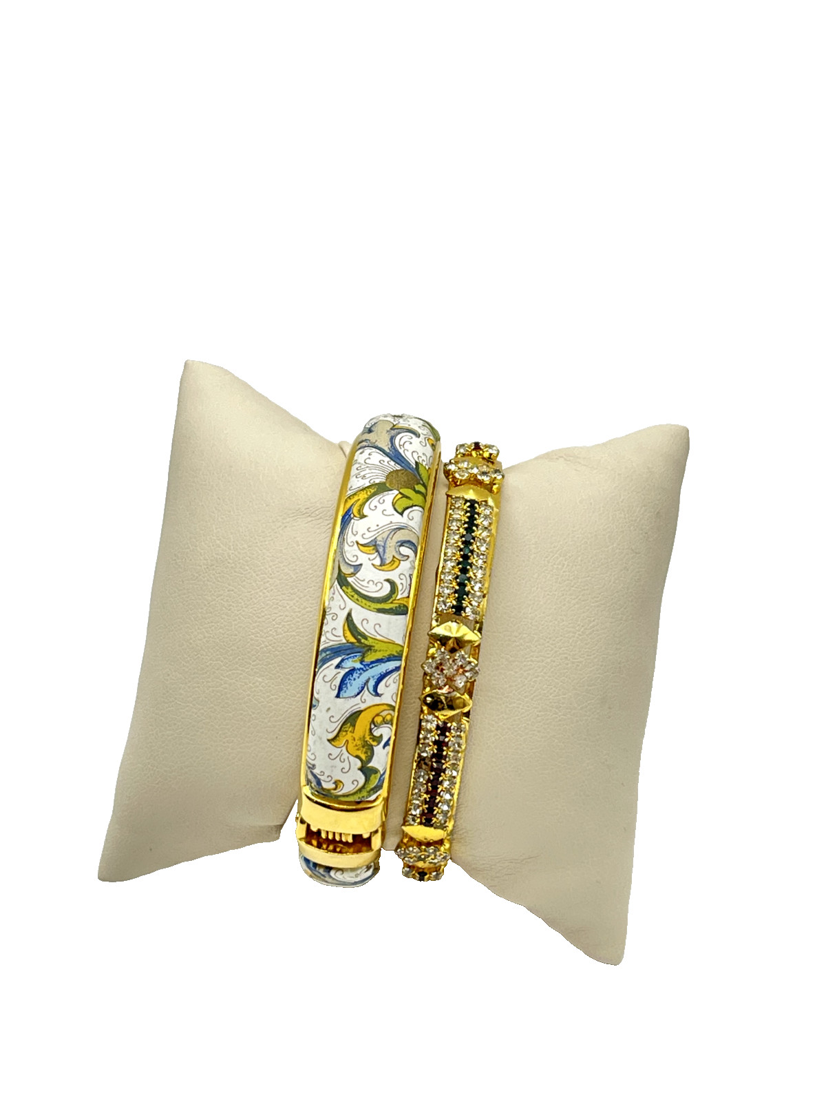 2 Gold-Plated Simulated Diamond / Ruby / Emerald … - image 3