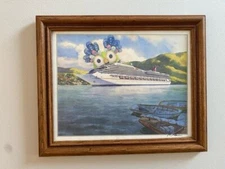 Bluey Chattermax Upcycled Thrift Store painting Original art Mike Morris