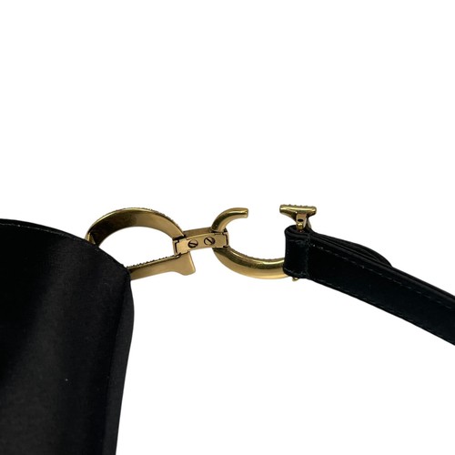 Christian Dior Mini Saddle Bag Black Silk Satin Crystal Encrusted Gold Hardware - Picture 23 of 24