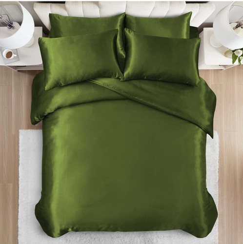 6 Pcs Satin Complete Bedding Set Silky Duvet Cover, Fitted sheet & Pillow Cases - Picture 142 of 205