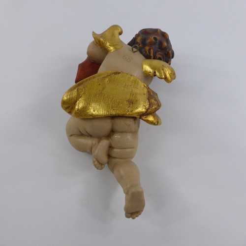 Putte ángel con arpa madera figura Grödner talla en madera 25 cm - Imagen 14 de 16