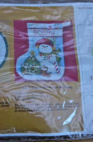 Creative Circle #2257 Happy Snowman Stocking Stitchery Kit - Picture 2 of 3