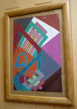 MAURICE ASHERTON 80s MODERN MODERNIST Animation like Disney Vintage OIL ABSTRACT