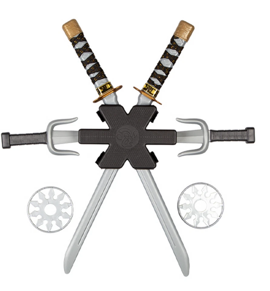 WICKED Double Ninja Sword Set Back Pack Fancy Dress Martial Arts Ninjas Weap Kids Prop