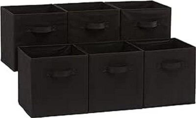 Amazon Basics faltbarer Aufbewahrungswürfel/Organizer aus Stoff mit Griffen, 6er-Pack