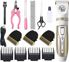Dog Cat Pet Grooming Kit Rechargeable Cordless Electric Hair Clipper Trimmer Set