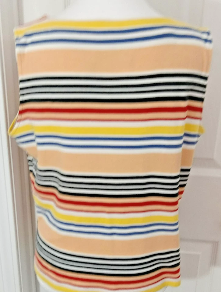 Liz Claiborne Liz Sport Top Womens Size M Multicolor Striped 100% Cotton Stretch - Image 3 of 4