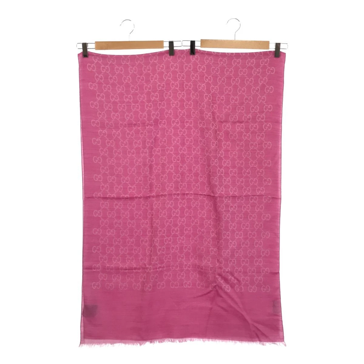 Châle silencieux Gucci rose franges laine soie produit authentique classé A