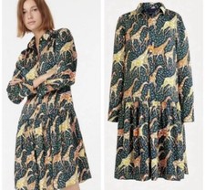 J. Crew Shirtdress in Giraffes Navy Saffron Green Sz S Women’s AR647