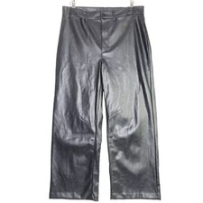 Old Navy Black High Rise Wide Leg Faux Leather Dress Pants Size 10 Office Career
