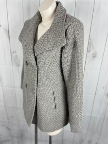Cappotto colletto Jessica Simpson in lana grigia doppio petto abbottonato - taglia large - Foto 4 di 6