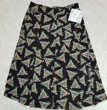 New LulaRoe Simply Comfortable Women's Small Black/Multi Pleated Midi Skirt
