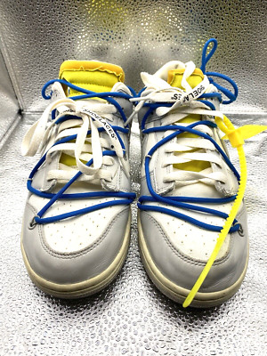 Nike Off-White x Dunk Low Lot 10 of 50 White Grey Leather DM1602-112 SIZE 9.0