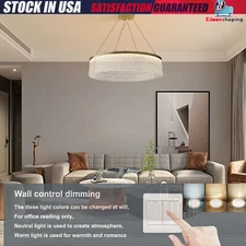 Modern Ceiling Light Dimmable Chandelier Round Glass Gold LED Hanging Light