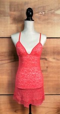 Vintage Y2K Victoria's Secret Orange Pink Lace Slip Size Medium Lingerie