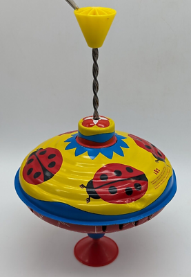 VTG LBZ Lorenz Bolz Zirndorf Tin Toy Spinning Top Ladybug Made