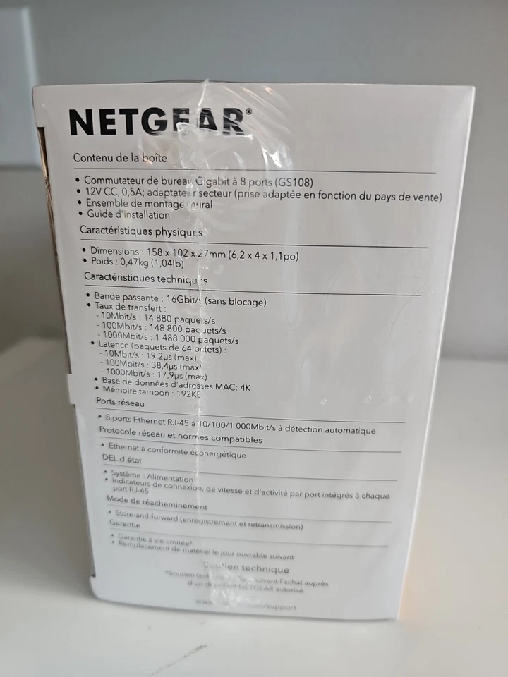 NETGEAR ProSafe 8 Port Standalone Gigabit Ethernet Desktop Switch Sealed GS108 - Image 2 of 3