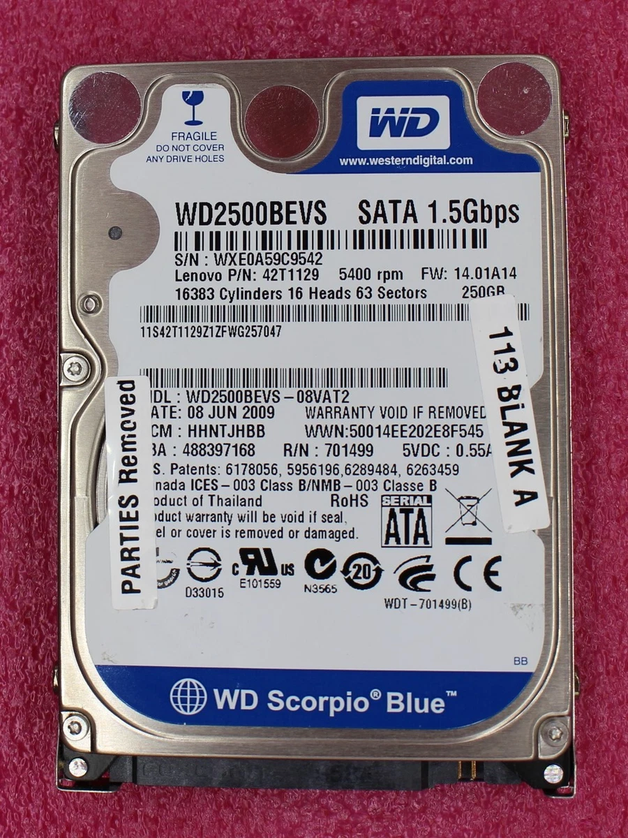Western Digital Scorpio Blue 250GB 5400 2.5 inch SATA Hard Drive