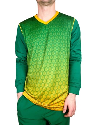 Castore Herren Cricket Training Pullover Sweatshirt / Grün Gelb / UVP 55£