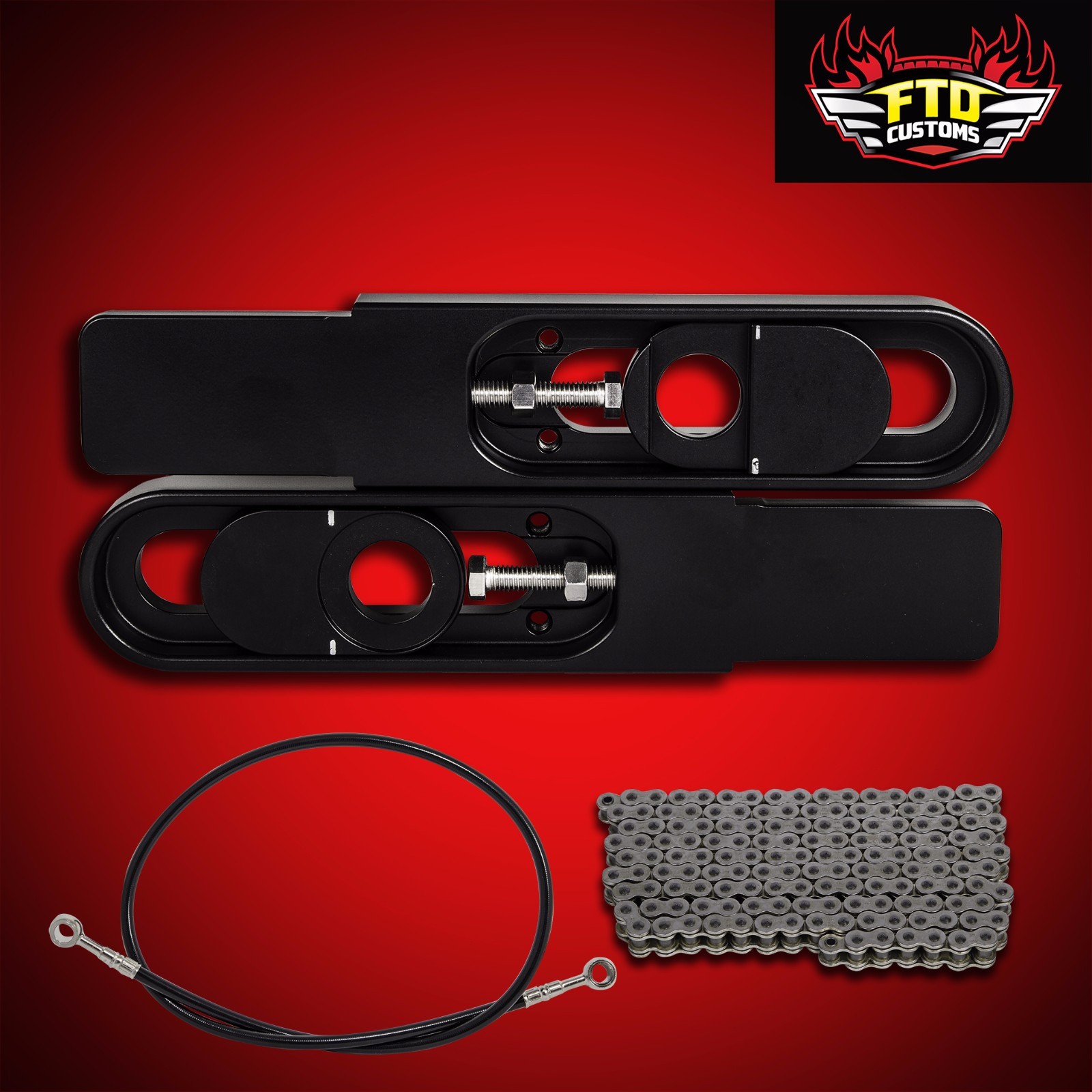 2019 Ninja ZX6R Swingarm Extensions, 36" Brake Line, 520 Chain with ABS