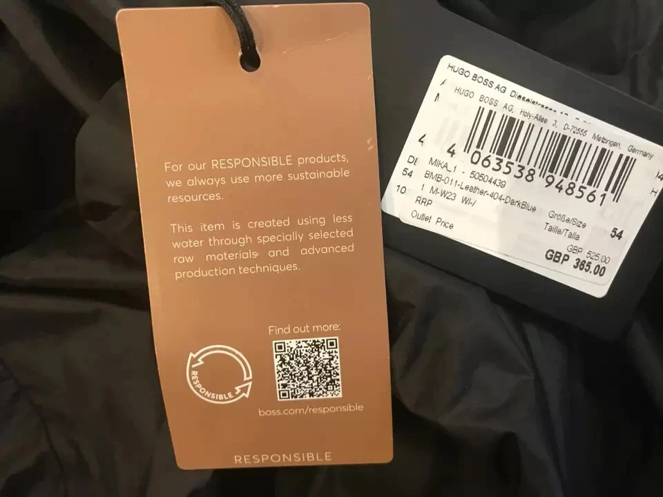 HUGO BOSS MENS Navy Blue MIKI SUEDE Bomber Jacket EU54 UK44 L Large BNWT - Image 4 of 4