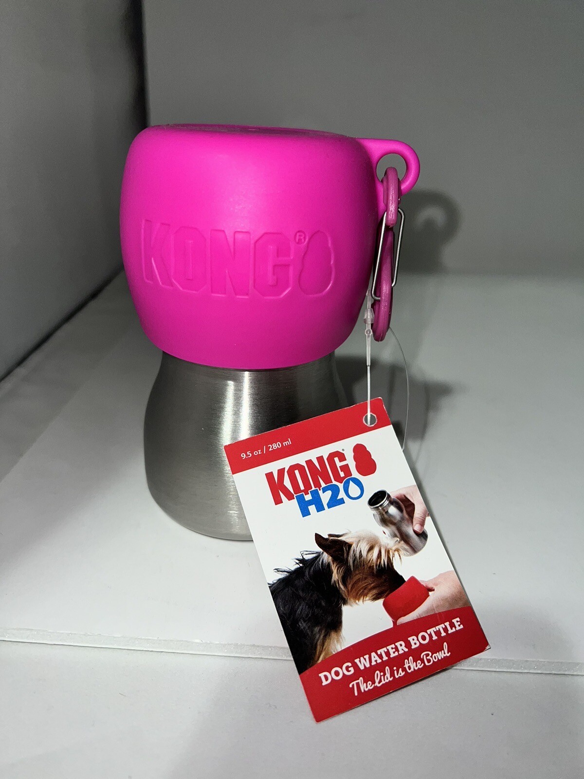 New! Kong H2O Dog Travel Water Bottle Stainless Steel Pink 9.5oz eBay