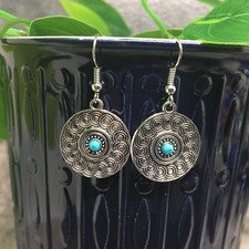 1.5 Silver-tone Earring Set Bohemian Retro Drop Dangle Hook New Free Ship 7168