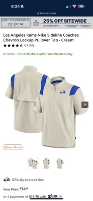 los angeles rams nike sideline