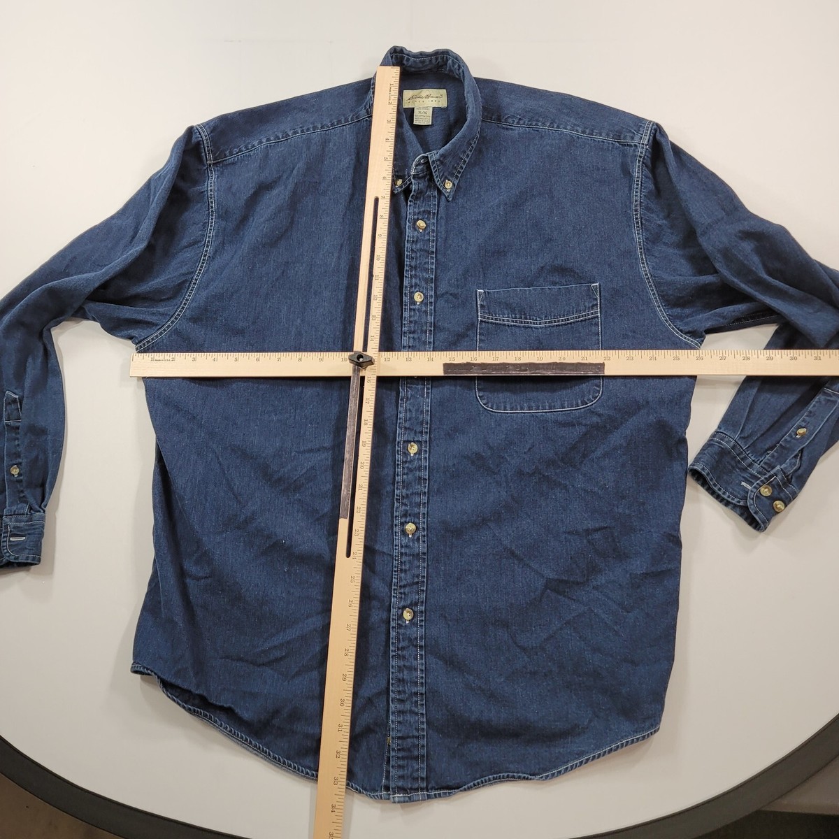Vintage Eddie Bauer Denim Shirt Mens XL Blue Jean 90's Baggy Vintage Eddie Bauer Denim Shirt Mens XL Blue Jean 90's Baggy